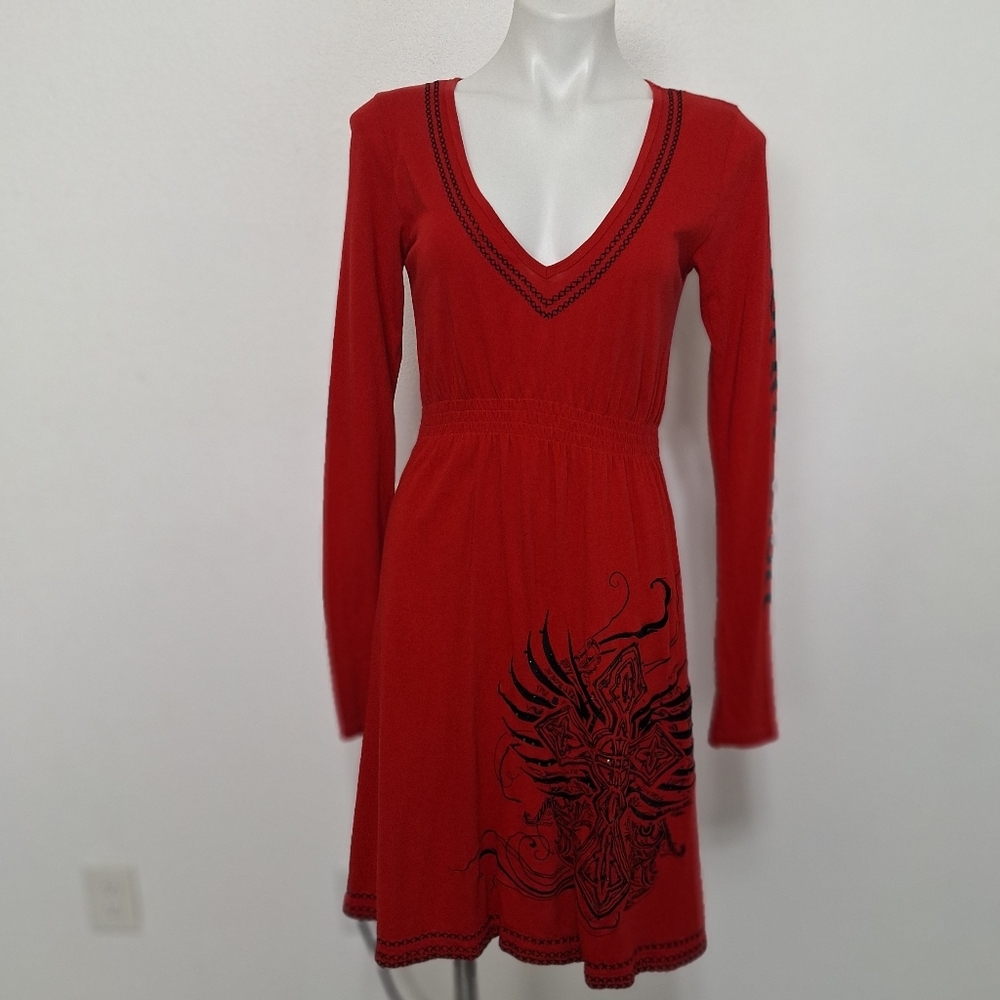 Rock And Roll Cowgirl  Red Long Sleeve Dress